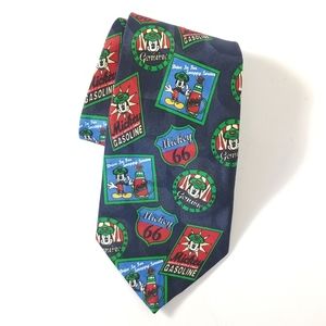 VINTAGE Mickey Mouse Necktie Blue Multicolor Gasoline Petroliana Retro Disney